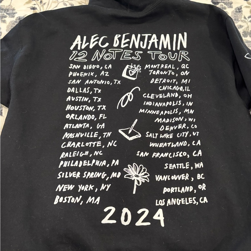Alec Benjamin Black 'Tour' Graphic Hoodie Sweatshirt